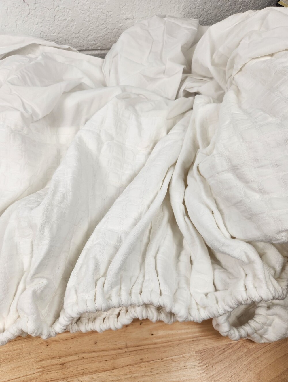 Pottery Barn Boxspring Cover Size Full Bed 12” Drop White Organic Cotton NOS - Picture 10 of 10